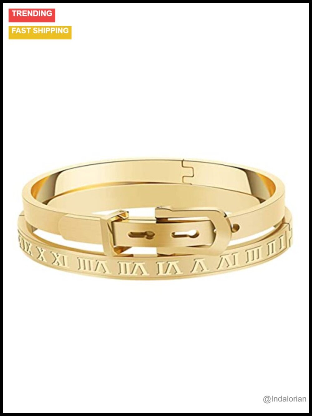 Roman Numeral Bangle Bracelet Gold Silver Plated Stainless Steel Engraved Unisex